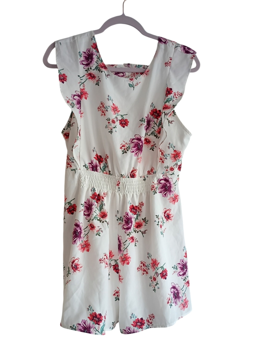 BONGO White W Floral Print Romper SZ XL